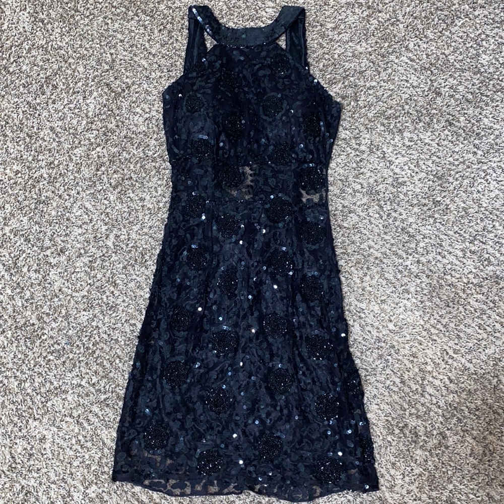 Primavera Black Sequin Backless Dress - Picture 1 of 5